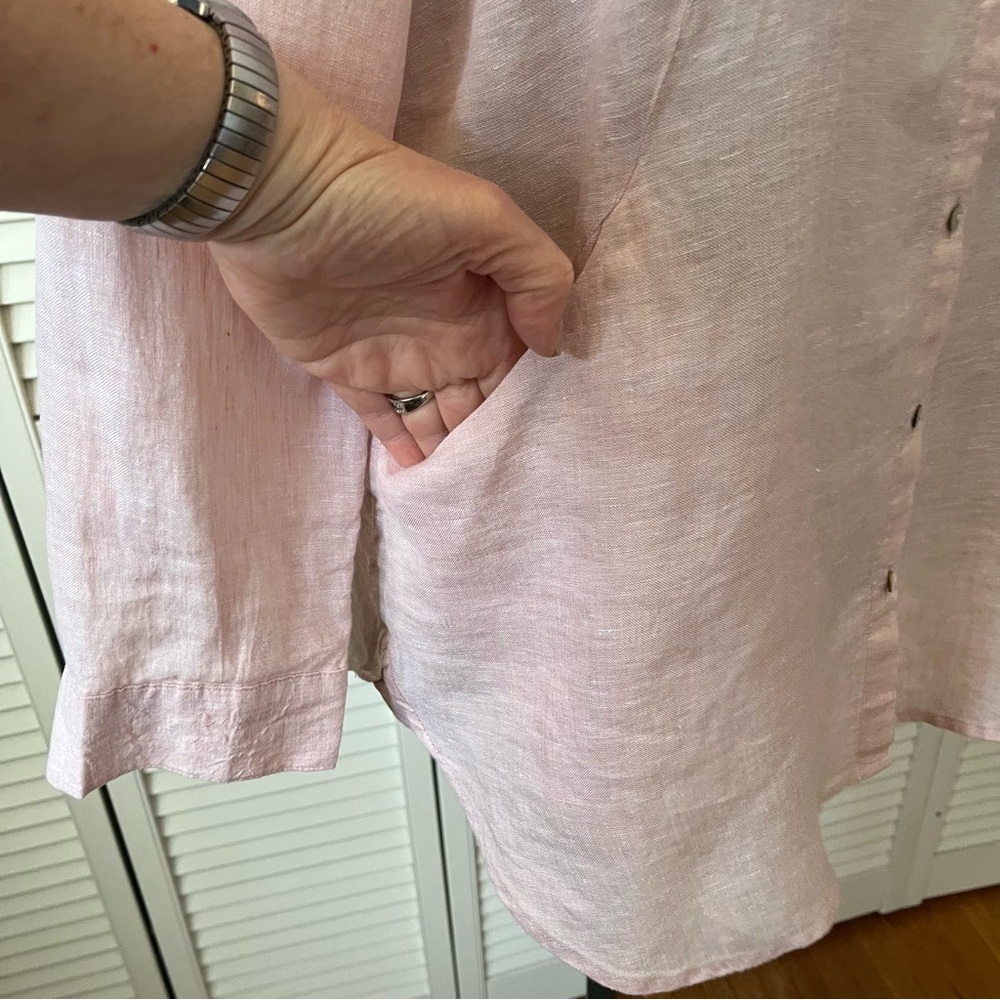 Sigrid Olsen Linen button front top with pockets M - Picture 4 of 8
